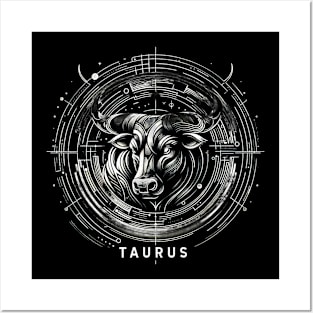 Elegant Taurus Zodiac Design Posters and Art